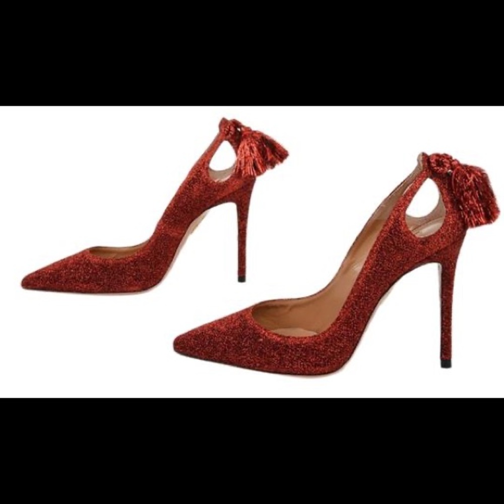 Aquazzura red glitter tassel pump - Picture 2 of 7